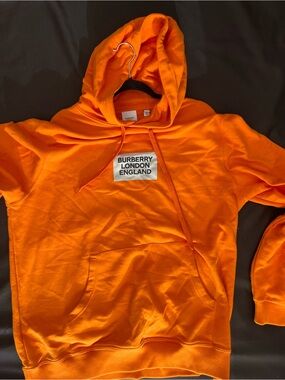 Burberry Orange Logo Pullover Hoodie